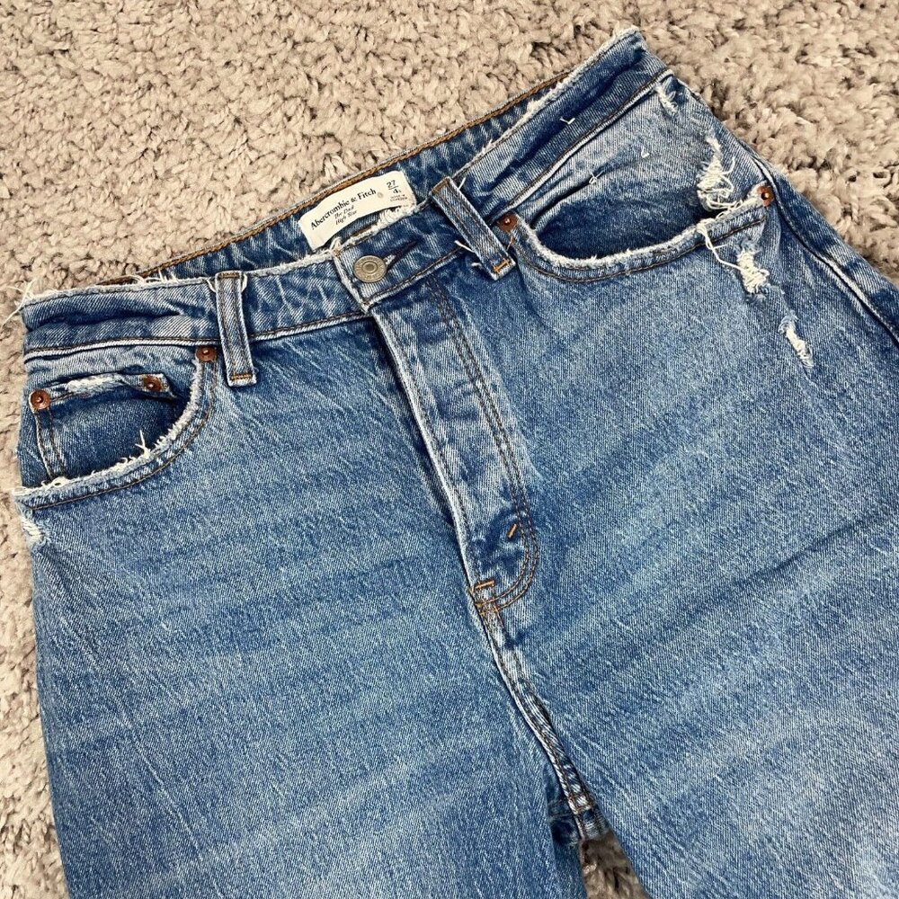 Abercrombie & Fitch The Dad Jeans Size 4 (27x30) High Rise Curve Love Distressed